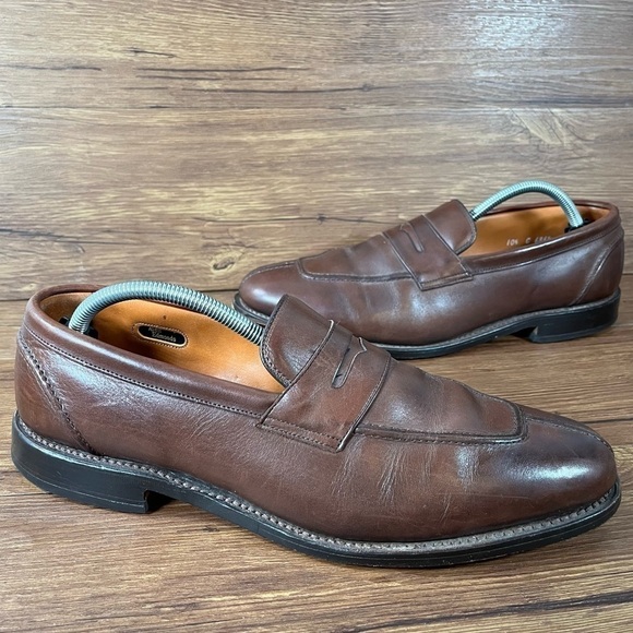 Allen Edmonds Glasgow Brown Leather Slip-On Loafers Dress Shoes Men’s Size 10.5C - Picture 1 of 10